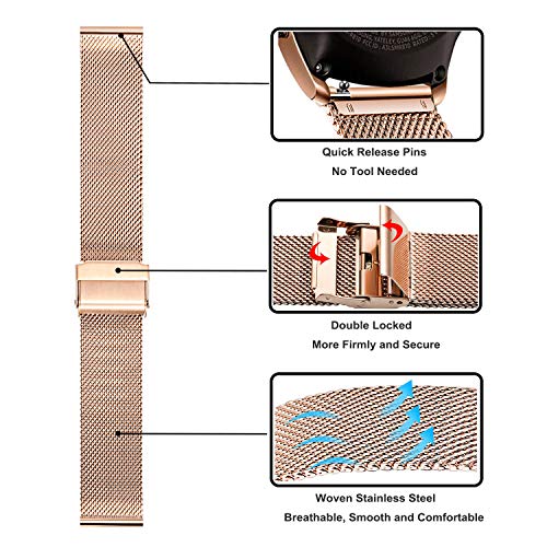 TRUMiRR Compatible con Galaxy Watch 42mm/Galaxy Watch Active/Gear Sport Correa de Reloj, 20mm Acero Inoxidable de Metal sólido Correa de Malla Banda de Reloj para Garmin Vivoactive 3/3 Music TRUMiRR Compatible con Galaxy Watch 42mm/Galaxy Watch Active/Gear Sport Correa de Reloj, 20mm Acero Inoxidable de Metal sólido Correa de Malla Banda de Reloj para Garmin Vivoactive 3/3 Music