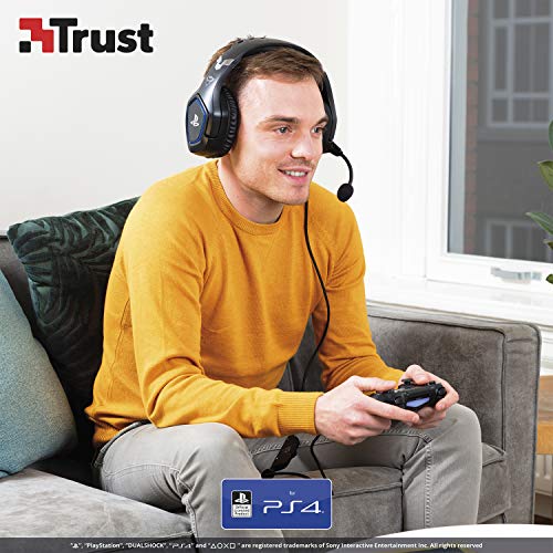 Trust Gaming Cascos PS4 y PS5 Auriculares de Gaming GXT 488 Forze, Licencia Oficial para PlayStation, Micrófono Plegable, Altavoces Activos de 50 mm, Cable Trenzado de Nailon de 1.2 m, Negro