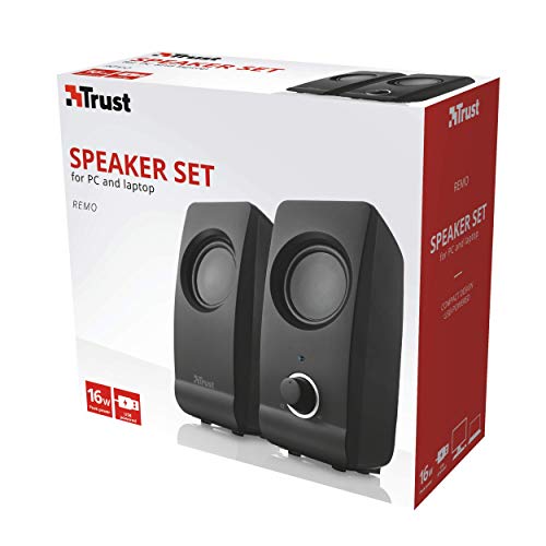 Trust Remo - Set de altavoces de ordenador de 16 W (2.0, 3.5 mm), negro