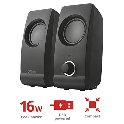 Trust Remo - Set de altavoces de ordenador de 16 W (2.0, 3.5 mm), negro