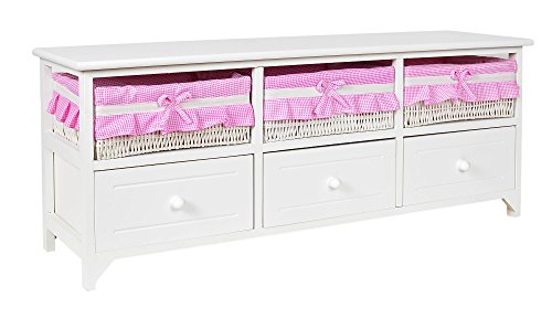 ts-ideen Cómoda estts-ideen Cómoda estantería armario de madera estilo de la alquería rustico shabby para baño pasillo cocina sala blanco rosa antería armario de madera estilo de la alquería rustico shabby para baño pasillo cocina sala blanco gris