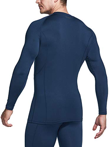 TSLA Yud54 - Ropa interior térmica de compresión para hombre, manga larga, con forro polar, talla M, color azul marino