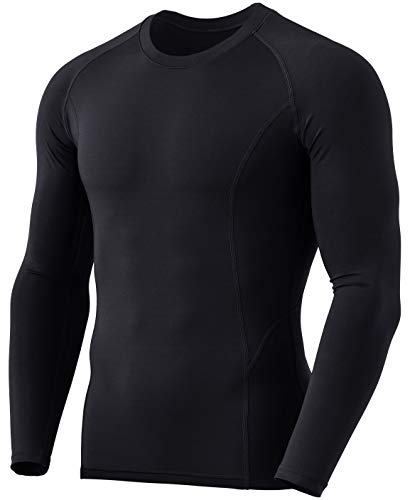 TSLA Yud54 - Ropa interior térmica de compresión para hombre, manga larga, con forro polar, talla XL, color negro