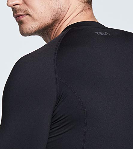 TSLA Yud54 - Ropa interior térmica de compresión para hombre, manga larga, con forro polar, talla XL, color negro TSLA Yud54 - Ropa interior térmica de compresión para hombre, manga larga, con forro polar, talla XL, color negro