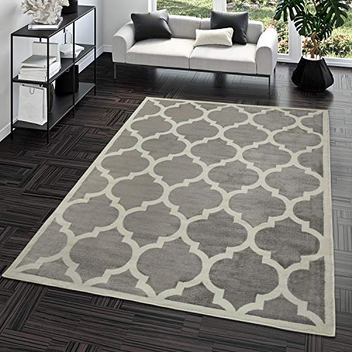 TT Home Alfombra De Salón Moderna De Pelo Corto Diseño Marroquí para Interior En Gris, Größe:120x170 cm TT Home Alfombra De Salón Moderna De Pelo Corto Diseño Marroquí para Interior En Gris, Größe:120x170 cm