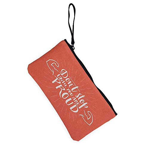 TTmom Carteras de Mujer,Monedero,Fitness Dont Stop Until You Are Proud Quote Hand Lettering Arms Biceps Achievement Wallet Coin Purses Clutch W 8.5" x L 4.5" Dark Coral White