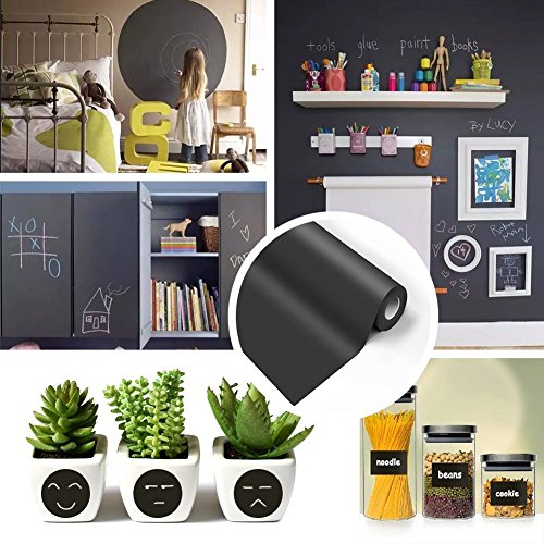 TTMOW Vinilo Lámina de Pizarra Negra Flexible Adhesivo Removible para Escribir y Borrar (Incluye 5 tizas), 43 x 200 cm, Color Negro TTMOW Vinilo Lámina de Pizarra Negra Flexible Adhesivo Removible para Escribir y Borrar (Incluye 5 tizas), 43 x 200 cm, Color Negro