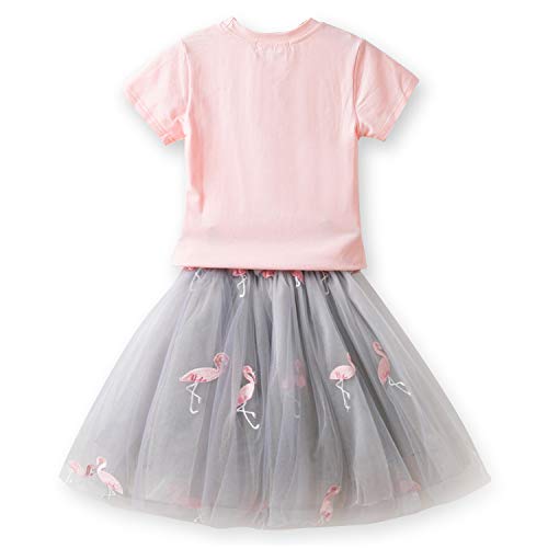 TTYAOVO Juego de Ropa de Princesa de Verano para Niñas Camiseta de Manga Corta de Dibujos Animados + Falda de Tutú de Tul 2 Piezas Trajes 3-4 años(Talla 110) 629 Rosado