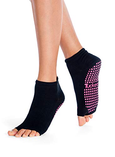 Tucketts Calcetines Yoga Pilates Antideslizante Deporte Mujer, Colchoneta deporte accesorios yoga, Calcetín dedos para Ballet, Barra Fitness, Danza, Running (Negro)