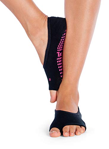 Tucketts Calcetines Yoga Pilates Antideslizante Deporte Mujer, Colchoneta deporte accesorios yoga, Calcetín dedos para Ballet, Barra Fitness, Danza, Running (Negro)