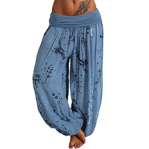 TUDUZ Pantalones De Harén Tailandés Mujer Holgado Boho Hippy Pantalones Deportivos Impresión Playa Pantalones Leves (Azula, XXXXXL)