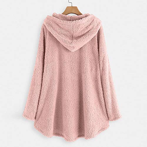 TUDUZ Sudadera con Capucha Mujer Jersey Acrílico Lana Gato Pijama Hoodie Botón Abrigo Cálido Talla Extra S-5XL (RosadoA, M)