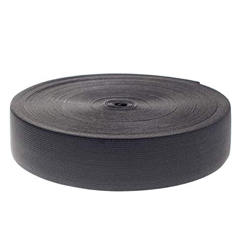 TUKA 40 Metros x 50mm Elásticas Planas Bandas de Costura, Bandas de elástico de Cuerda, para la Ropa Personalizada y Artesanía DIY Hogar, 40 Metros Largo, 50 mm de Ancho, Negro, TKB5007-black