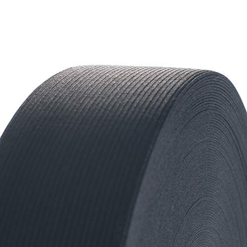 TUKA 40 Metros x 50mm Elásticas Planas Bandas de Costura, Bandas de elástico de Cuerda, para la Ropa Personalizada y Artesanía DIY Hogar, 40 Metros Largo, 50 mm de Ancho, Negro, TKB5007-black