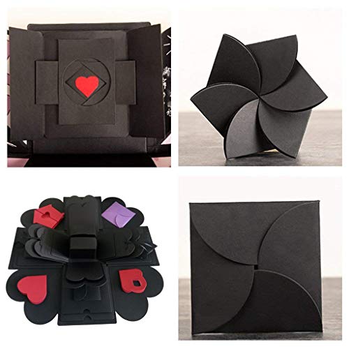 Tumao Caja de Regalo Creative Explosion Love Memory DIY Álbum de Fotos cumpleaños, una Sorpresa Sobre el Amor, Abierto con 14''14''4.7 '', Negro. (Caja de Regalo)