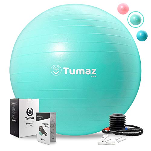 Tumaz Balones de Ejercicio [Anti-explosión/Extra Grueso/Trabajo Pesado] con Bomba rápida Ideal para Silla con balón Pelota de Nacimiento Bola de Equilibrio Pilates, Yoga