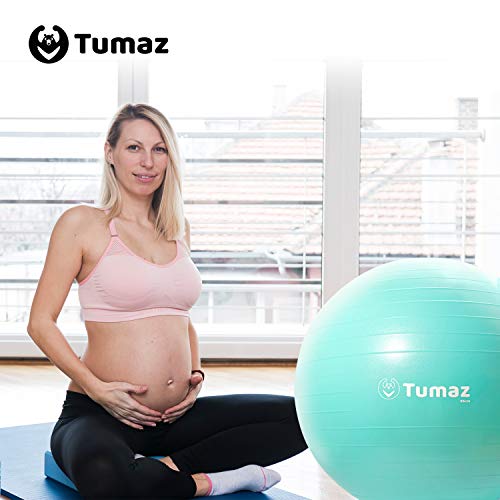 Tumaz Balones de Ejercicio [Anti-explosión/Extra Grueso/Trabajo Pesado] con Bomba rápida Ideal para Silla con balón Pelota de Nacimiento Bola de Equilibrio Pilates, Yoga