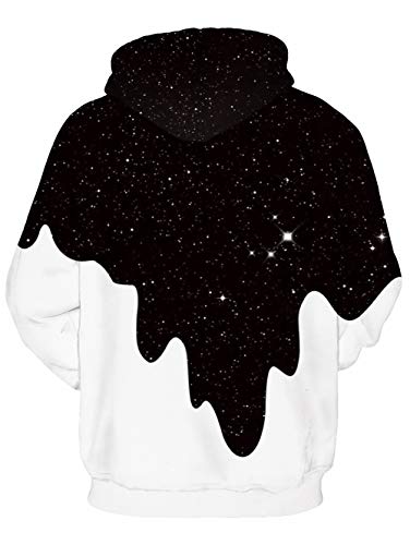 TUONROAD Hoodie Hombre Funny Leche 3D Impreso Blanco Sudaderas con Capucha Ligero Unisex Sweatshirt Confortable Pullover Colorido Manga Larga Sweater Hoody con Bolsillos Cordón S-M