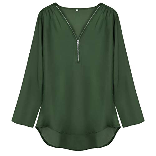 Tuopuda Blusas Camisetas de Gasa Ropa de Mujer Camisas Manga Ajustable Blusas Top (S, Verde)