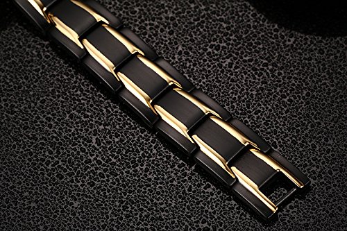 Tuopuda para Hombre Negro Elegante del Oro de la Pulsera magnética de la Salud con Las Piedras magnéticas Tuopuda para Hombre Negro Elegante del Oro de la Pulsera magnética de la Salud con Las Piedras magnéticas
