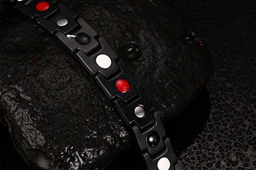 Tuopuda para Hombre Negro Elegante del Oro de la Pulsera magnética de la Salud con Las Piedras magnéticas Tuopuda para Hombre Negro Elegante del Oro de la Pulsera magnética de la Salud con Las Piedras magnéticas