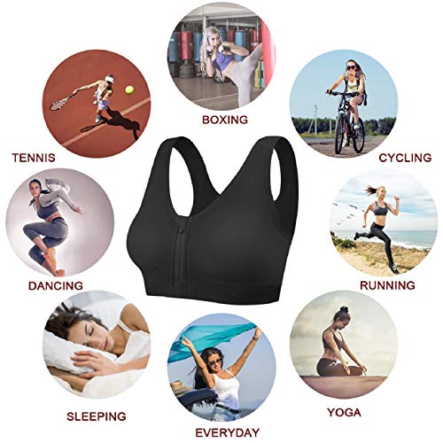 Tuopuda Sujetador Deportivo con Cremallera para Mujer De Entrenamiento De Alto Impacto Mujer Cierre Delantero Sujetador Deportivo Post Operatorio con Soporte de Espalda Tuopuda Sujetador Deportivo con Cremallera para Mujer De Entrenamiento De Alto Impacto Mujer Cierre Delantero Sujetador Deportivo Post Operatorio con Soporte de Espalda