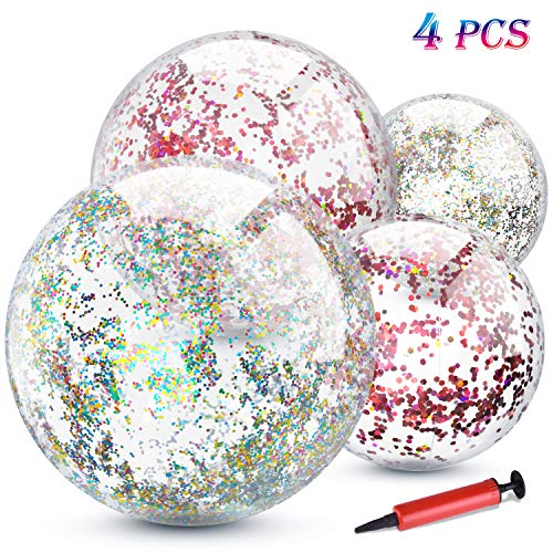 TUPARKA 4 Pcs Pelotas de Playa Hinchables para Los Juguetes de Playa del Verano del Favor