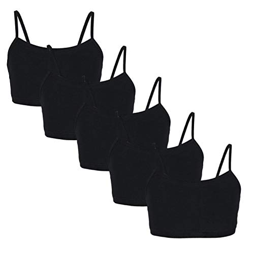 TupTam Sujetador para Niña Top Tirantes Estrechos Pack de 5, Negro, 134-140