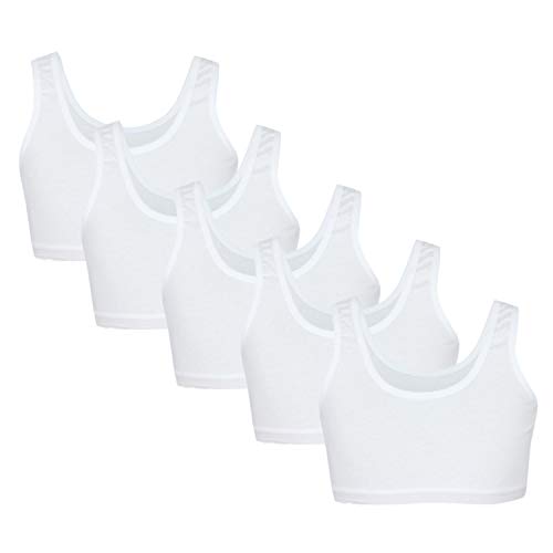 TupTam Top Sujetador para Niñas Tirantes Anchos Pack de 5, Blanco, 122-128