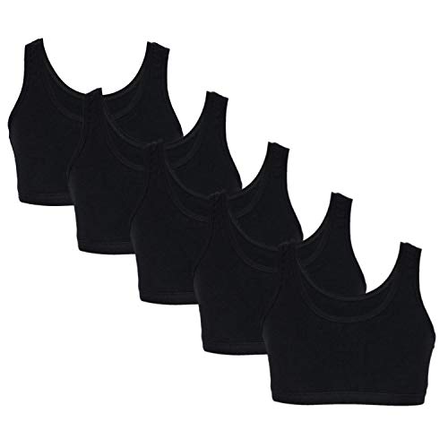 TupTam Top Sujetador para Niñas Tirantes Anchos Pack de 5, Negro, 122-128