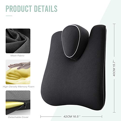 Tusscle Cojin Lumbar Coche,Nuevo Respaldo Lumbar Soporte de Esponja Memoria,Almohada de Apoyo Lumbar de Espalda por Silla Oficina,Golpe extraíble Tusscle Cojin Lumbar Coche,Nuevo Respaldo Lumbar Soporte de Esponja Memoria,Almohada de Apoyo Lumbar de Espalda por Silla Oficina,Golpe extraíble