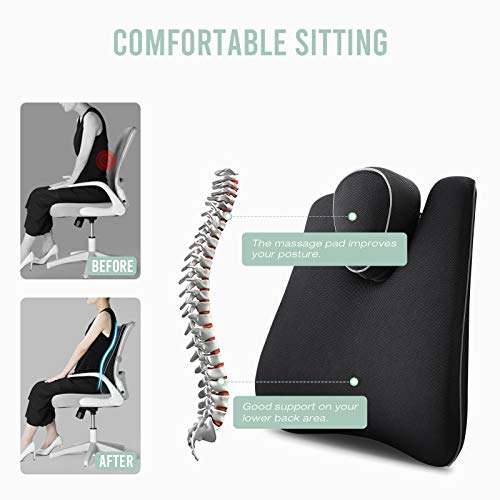 Tusscle Cojin Lumbar Coche,Nuevo Respaldo Lumbar Soporte de Esponja Memoria,Almohada de Apoyo Lumbar de Espalda por Silla Oficina,Golpe extraíble