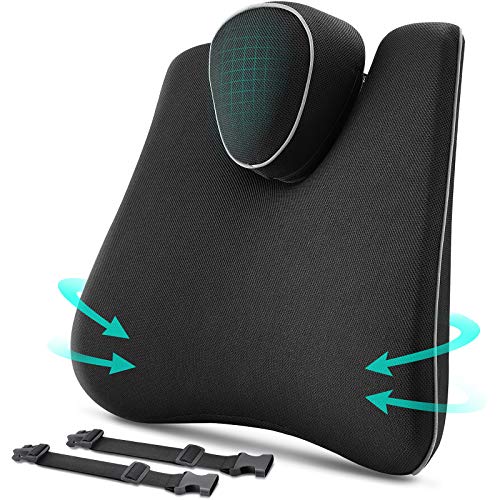 Tusscle Cojin Lumbar Coche,Nuevo Respaldo Lumbar Soporte de Esponja Memoria,Almohada de Apoyo Lumbar de Espalda por Silla Oficina,Golpe extraíble