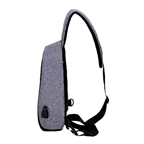 Tutoy Hombres USB Externa Carga Multi-Función Sling Bolsa Repelente Al Agua Anti Robo Bolsa para iPad-Gris