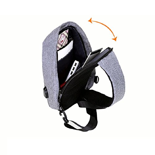 Tutoy Hombres USB Externa Carga Multi-Función Sling Bolsa Repelente Al Agua Anti Robo Bolsa para iPad-Gris Tutoy Hombres USB Externa Carga Multi-Función Sling Bolsa Repelente Al Agua Anti Robo Bolsa para iPad-Gris