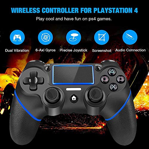 TUTUO Mando Inalambrico para PS4, Gamepad Wireless Bluetooth Controlador Joystick con Vibración Doble/Puerto de Audio Remoto/Pantalla LED, Mando inalámbrico para Playstation 4/Pro/Slim/PC(Azul) TUTUO Mando Inalambrico para PS4, Gamepad Wireless Bluetooth Controlador Joystick con Vibración Doble/Puerto de Audio Remoto/Pantalla LED, Mando inalámbrico para Playstation 4/Pro/Slim/PC(Azul)