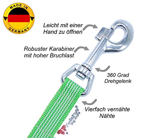 Twinkys Dog Style Made IN Germany Correa DE ADIESTRAMIENTO engomado 20 mm de Ancho para Perros de hasta 50 Kilos - NO Tiene ASA 7,5 Metros Verde neón