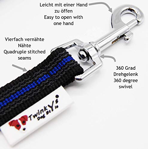 Twinkys Dog Style Made IN Germany Correa DE ADIESTRAMIENTO engomado 20 mm de Ancho para Perros de hasta 50 Kilos - Tiene ASA 15 Metros Azul Negro Twinkys Dog Style Made IN Germany Correa DE ADIESTRAMIENTO engomado 20 mm de Ancho para Perros de hasta 50 Kilos - Tiene ASA 15 Metros Azul Negro