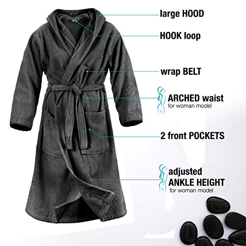 Twinzen Bata Mujer, Albornoz de baño (M, Gris Oscuro) - Oeko Tex, No Producto Químico - Albornoz de Algodón con Capucha, 2 Bolsillos, Cinturón para Mujer - Bata Baño Suave, Absorbente y Cómoda Twinzen Bata Mujer, Albornoz de baño (M, Gris Oscuro) - Oeko Tex, No Producto Químico - Albornoz de Algodón con Capucha, 2 Bolsillos, Cinturón para Mujer - Bata Baño Suave, Absorbente y Cómoda
