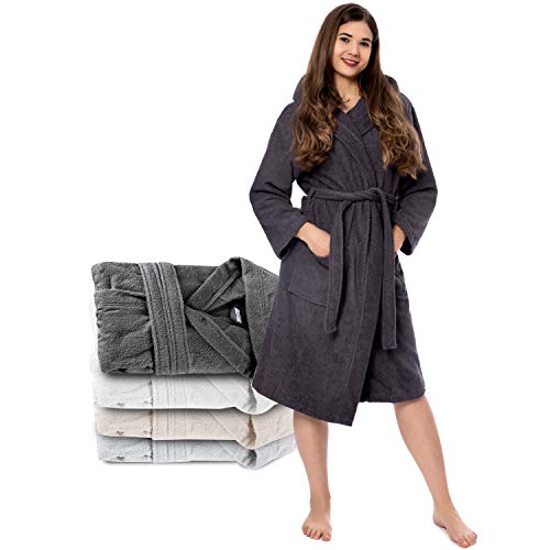 Twinzen Bata Mujer, Albornoz de baño (M, Gris Oscuro) - Oeko Tex, No Producto Químico - Albornoz de Algodón con Capucha, 2 Bolsillos, Cinturón para Mujer - Bata Baño Suave, Absorbente y Cómoda Twinzen Bata Mujer, Albornoz de baño (M, Gris Oscuro) - Oeko Tex, No Producto Químico - Albornoz de Algodón con Capucha, 2 Bolsillos, Cinturón para Mujer - Bata Baño Suave, Absorbente y Cómoda