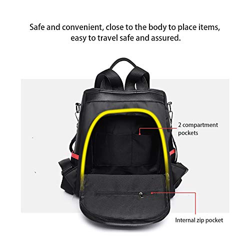 TXVSO Mujer Mujer Mochila Mochila Hombro Escuela Bolsa portátil antirrobo Impermeable Oxford Tela, Negro TXVSO Mujer Mujer Mochila Mochila Hombro Escuela Bolsa portátil antirrobo Impermeable Oxford Tela, Negro