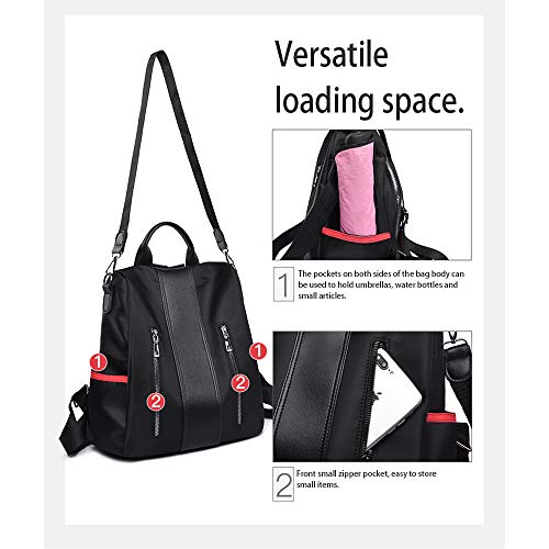TXVSO Mujer Mujer Mochila Mochila Hombro Escuela Bolsa portátil antirrobo Impermeable Oxford Tela, Negro TXVSO Mujer Mujer Mochila Mochila Hombro Escuela Bolsa portátil antirrobo Impermeable Oxford Tela, Negro