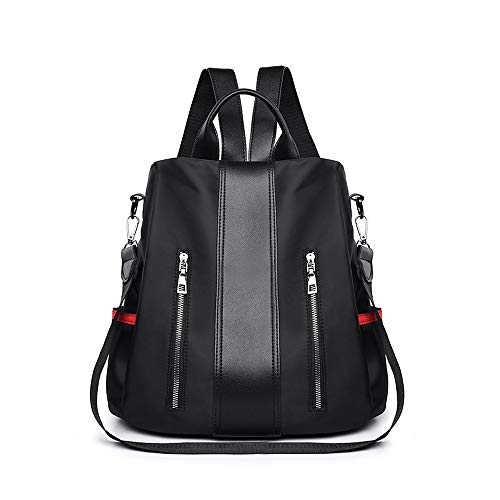 TXVSO Mujer Mujer Mochila Mochila Hombro Escuela Bolsa portátil antirrobo Impermeable Oxford Tela, Negro