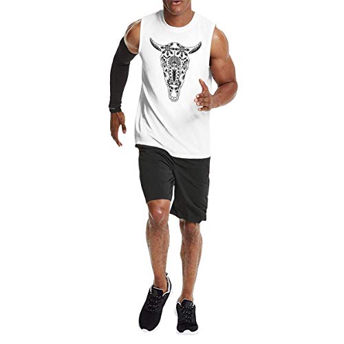 TYUHN Camiseta sin Mangas de músculo de Calavera de azúcar de Vaca para Hombre, Chaleco Esencial para Entrenamiento