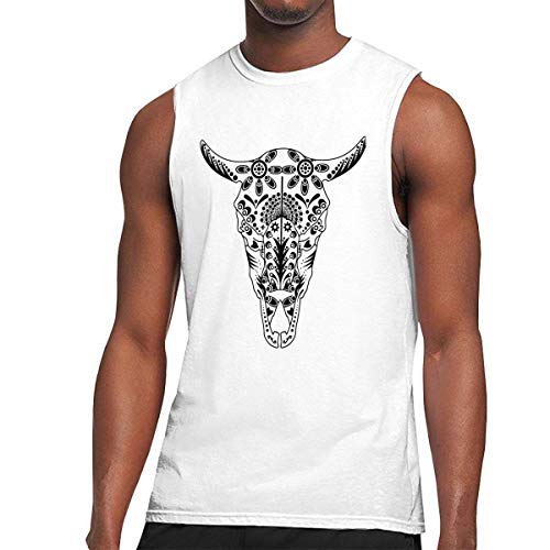 TYUHN Camiseta sin Mangas de músculo de Calavera de azúcar de Vaca para Hombre, Chaleco Esencial para Entrenamiento