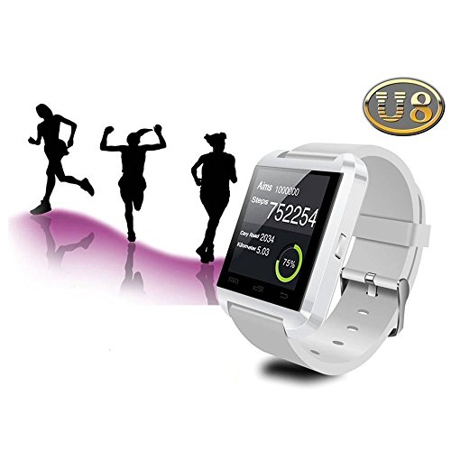 U Watch U8 - Smartwatch (pantalla 1.48", 64 MB, 128 MB RAM, Bluetooth, MicroUSB), blanco