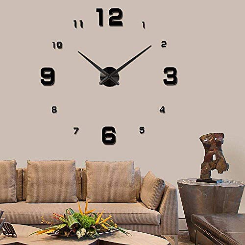 UBaymax Relojes de Pared Pegatina,Relojes Modernos DIY,Reloj de Pared Adhesivo Reloj de Etiqueta de Pared Decoración,llenado Pared Vacía 3D Reloj, Ideal para Oficina Hotel Restaurante(Negro)