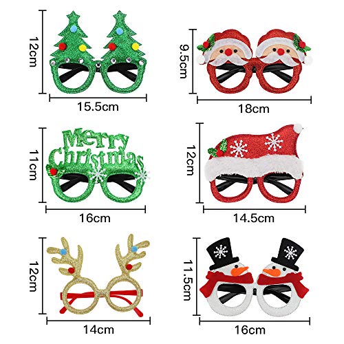 UBERMing Gafas de Navidad de Novedad 6 Piezas Gafas Decorativas Navideñas Navidad Brillo Creativo Gafas Divertidas Gafas de Navidad Gafas de Fiesta de Disfraces para Niños y Adultos