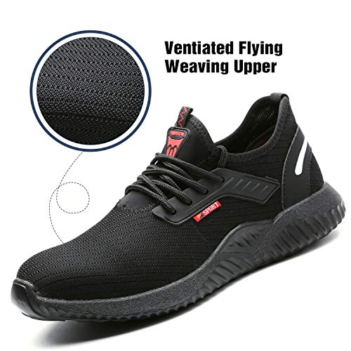 UCAYALI Zapatos de Seguridad con Punta de Acero para Hombre Zapatillas de Trabajo Puntera Reforzada Calzado de Protección Industria Construcción - Cómodos Ligeros y Antideslizantes(Negro, 42)