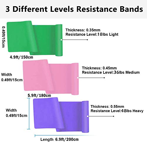 UCMDA Bandas de Resistencia y Bandas Elasticas Fitness - Bandas de Resistencia Con 3 Niveles de Resistencia y 3 Piezas Bandas Elasticas Fitness para Yoga , físico con diseños antideslizantes